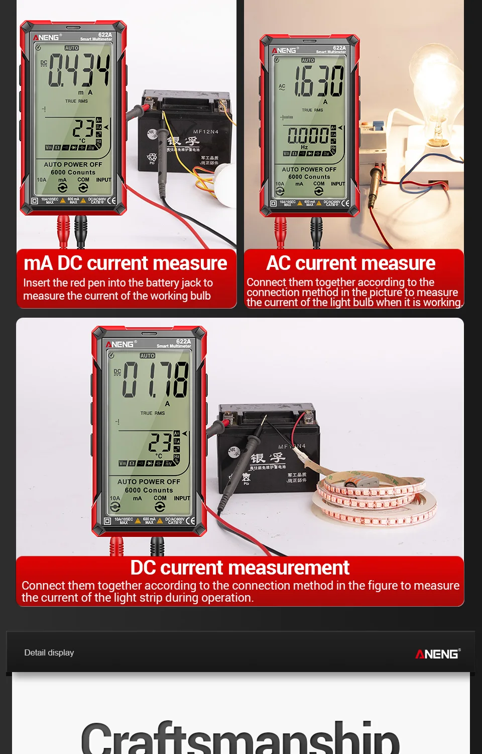 Corrente, NCV Detector, Diodo Hz, Capacitor Detector