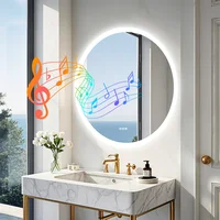 LUVODI 32 Inch round Bathroom Mirror with Bluetooth Wall Illuminated LED Vanity Anti-Fog Lighted Mirror for Bathrooms