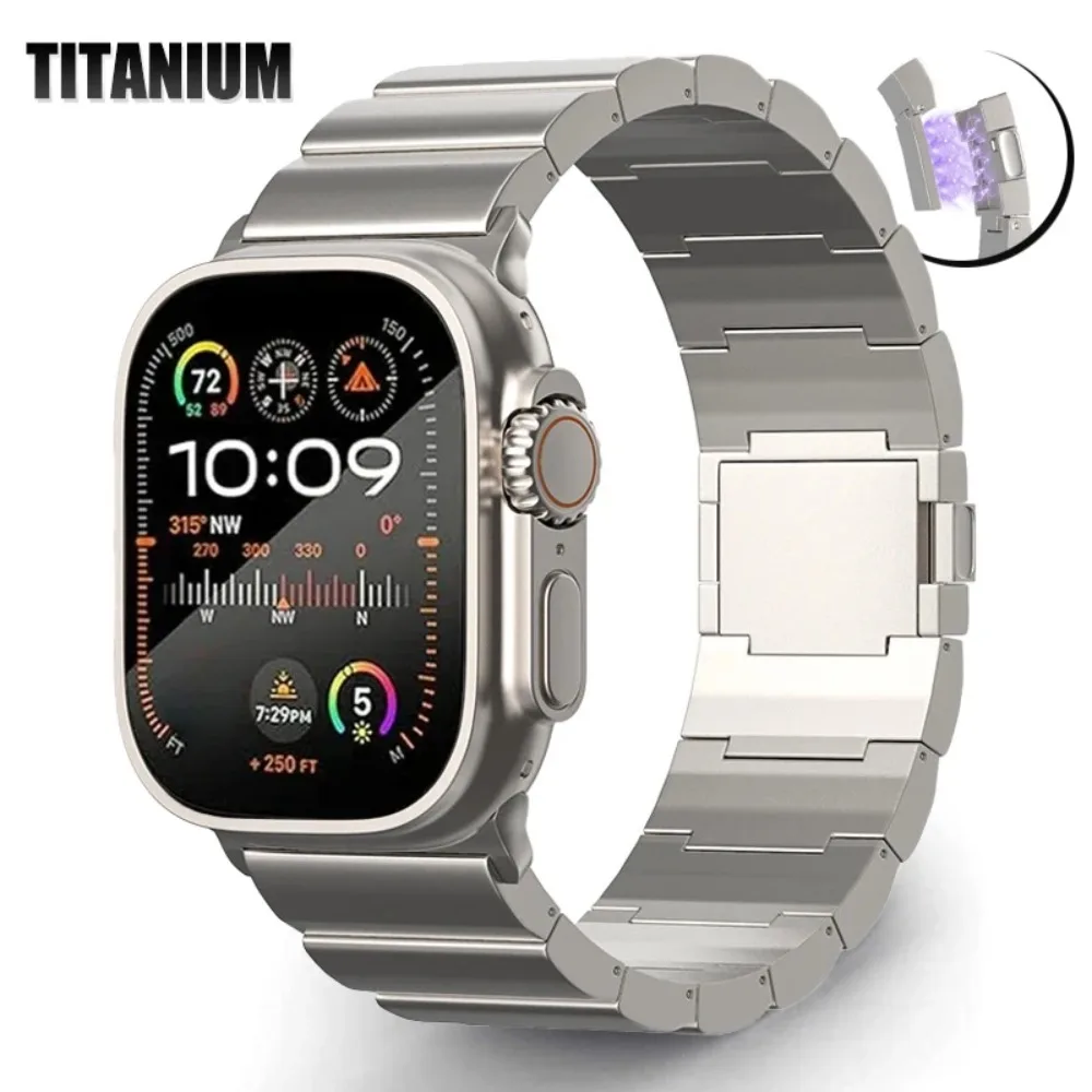 

Titanium Band for Apple Watch Ultra2 49mm 7 8 9 45mm Magnetic Buckle Strap for IWatch Series 6 5 4 Se 44mm 42mm Correa Wristband