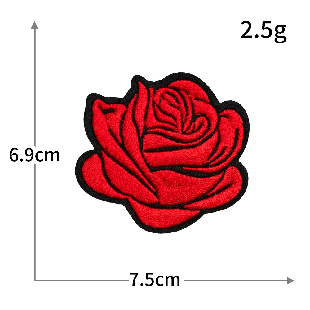 Red Rose Embroidery Patch - Decorative DIY Cloth Accent for Fashion & Accessories