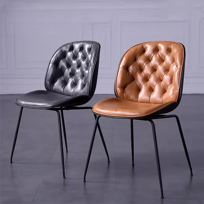 Nordic modern simple light luxury backrest leather dining chair home desk chair chaise стулья computer gaming chair