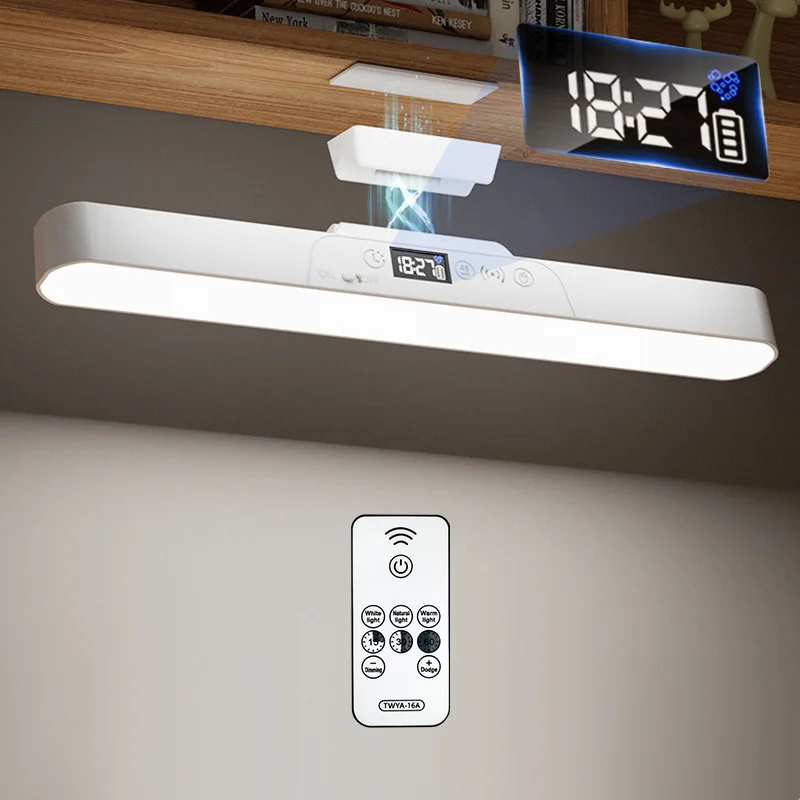 Eye-care Magnetic Desk Lamp USB Rechargeable LED Night Light Battery Status & Time Display Reading Light Table Lamp for Kitchen