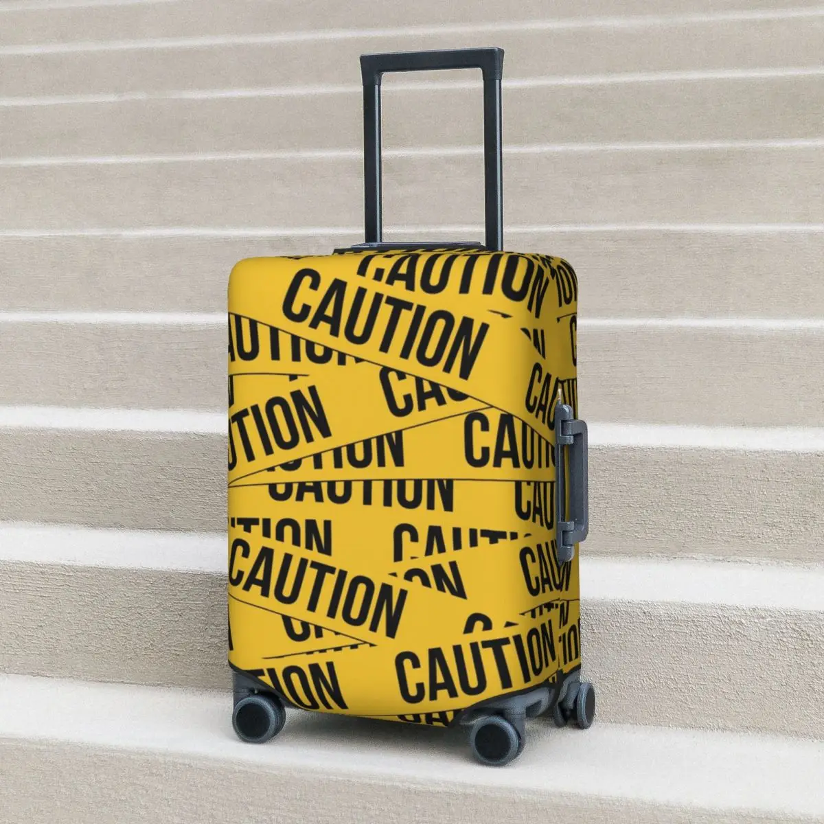 Caution Tape Pattern Suitcase Cover Crime Scene Flight Cruise Trip Elastic Luggage Accesories Protection