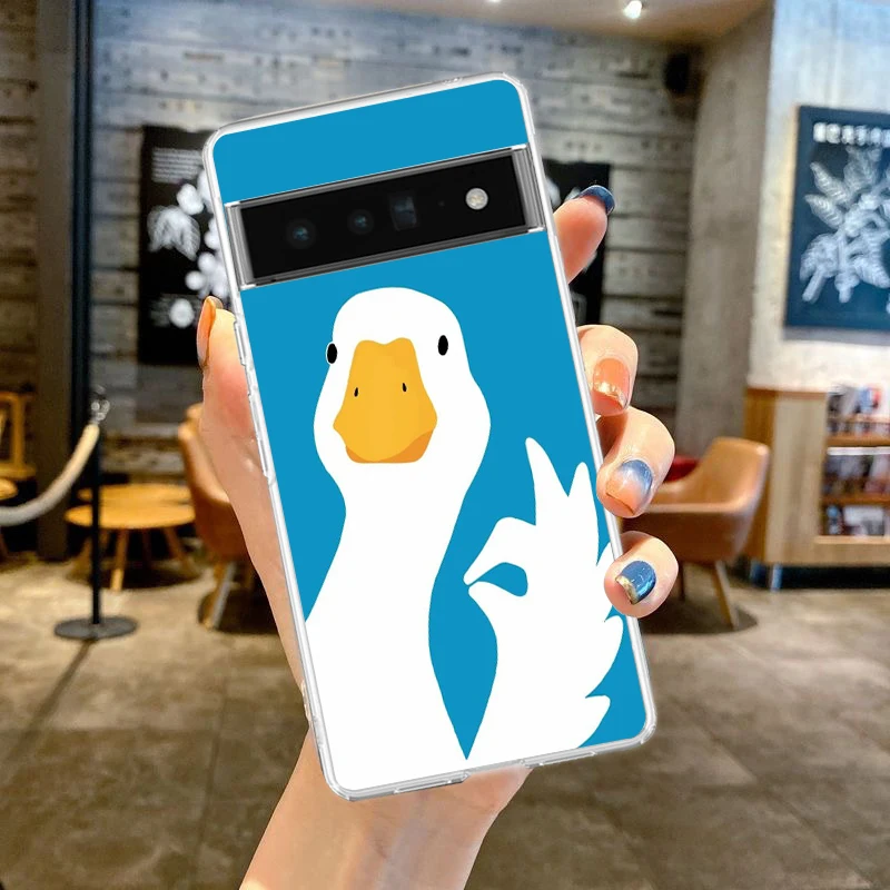 Transparent Soft TPU Phone Case Cover with Cute Goose Duck Game Design