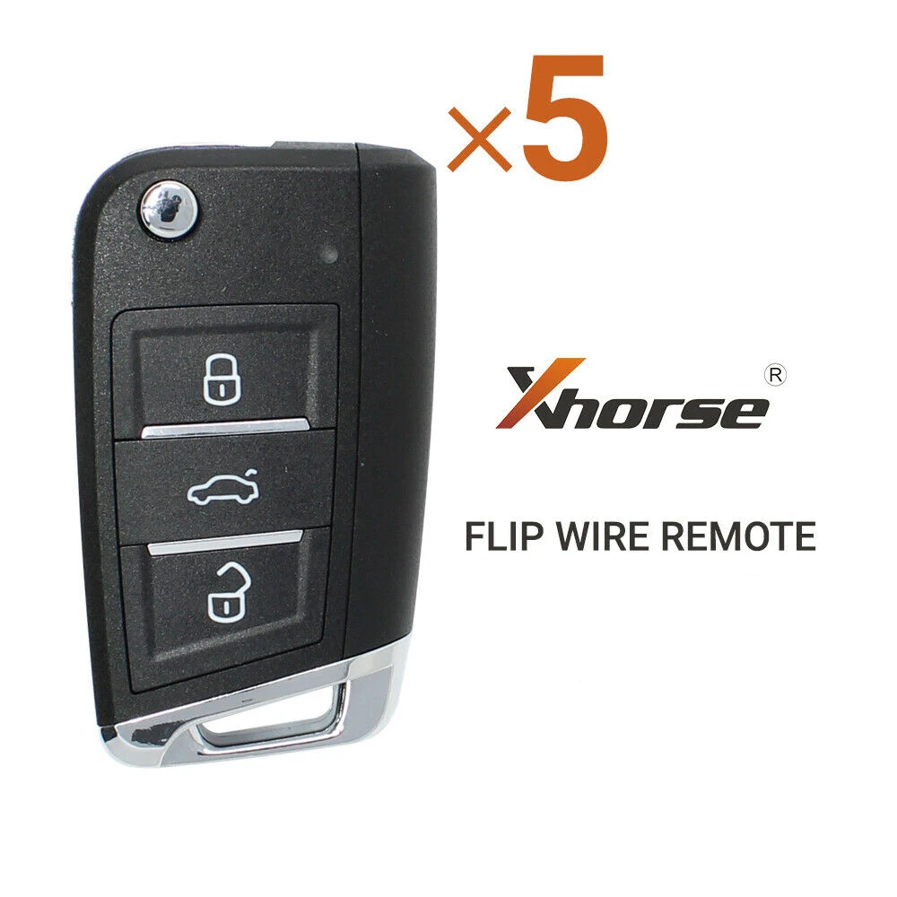 

5 × Xhorse Универсальный проводной откидной дистанционный ключ для MQB Style 3 кнопки XKMQB1EN