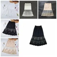 Jupon en dentelle florale 70 cm, sous-jupe en maille pour Cheongsam, jupe de sécurité taille haute streetwear, jupon d'été 5