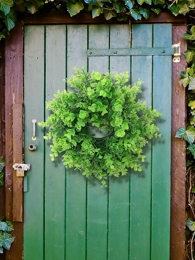 

33cm Simulated Flower Wreath, Wall Hanging Decoration, Door Ring, Home Decoration Simulation, Eucalyptus Grass Ring