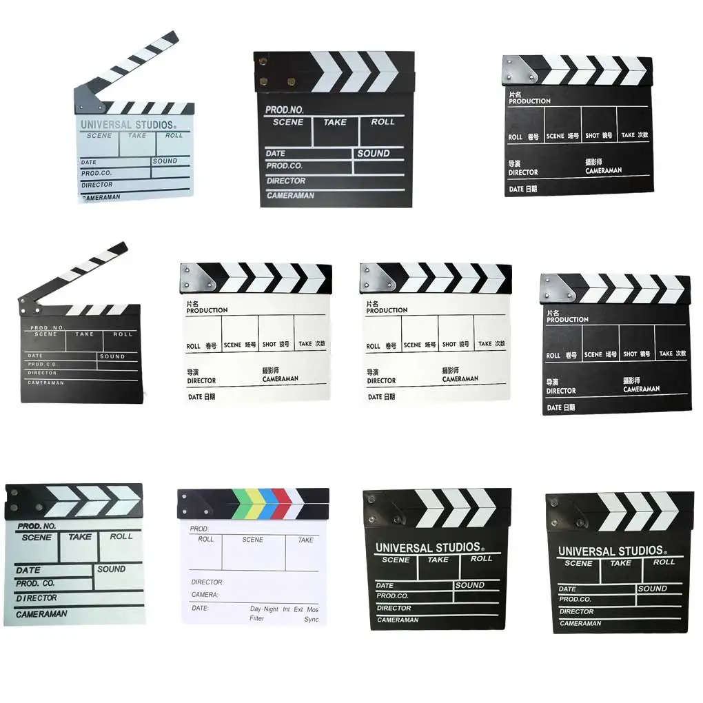 Wooden Clapperboard Movie Printed Pattern Sturdy 30*27CM Large Chinese