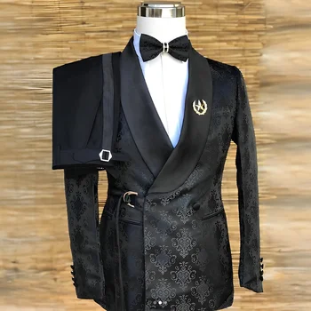 Abito da uomo modello nero 2 pezzi smoking da sposo da sposa abito su misura premium per pantaloni blazer XS-5XL maschili