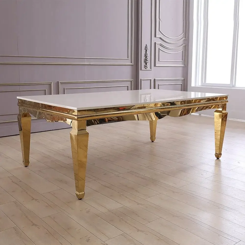 Luxury Hotel Furniture Banquet Event Wedding Cake Table Modern Metal Stainless Steel Gold Wedding Table