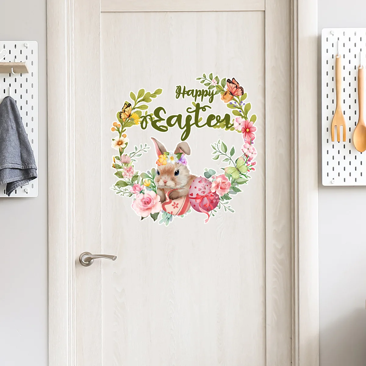 Rabbit Color Egg Wreath Butterfly Wall Stickers Vinyl Decoration Nursery Art Decals for Kids Room Home Decor Home Decoration