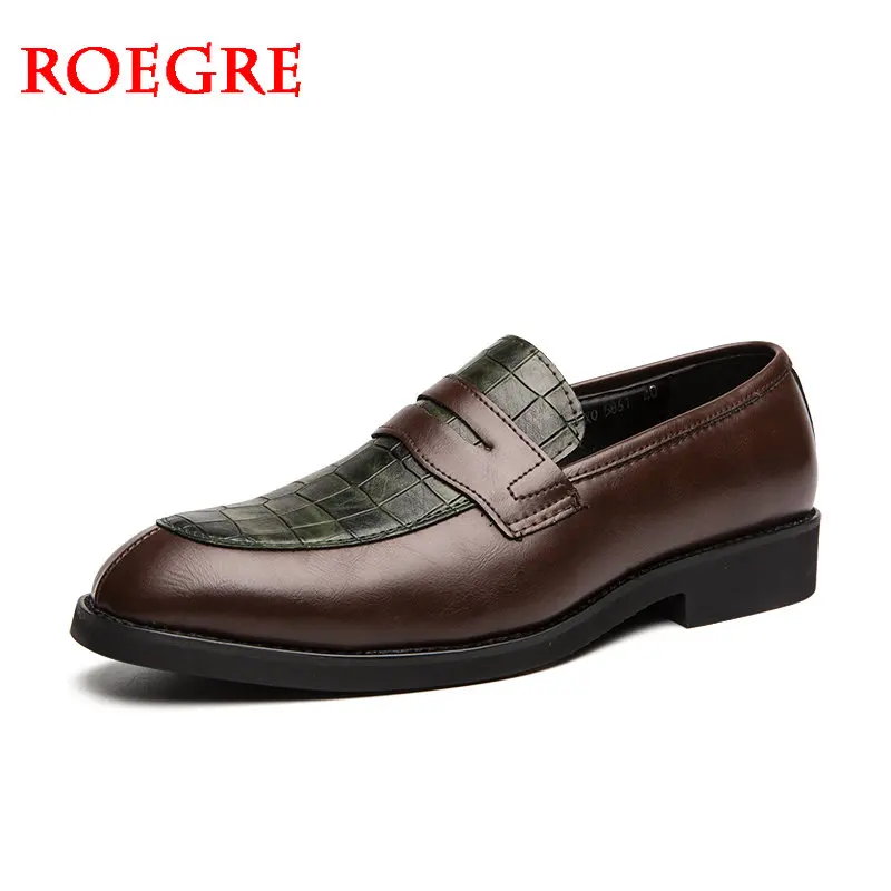 

2023 Classic Crocodile Pattern Business Flat Shoes Men Designer Formal Dress Leather Shoes Men's Loafers Wedding Party Shoes