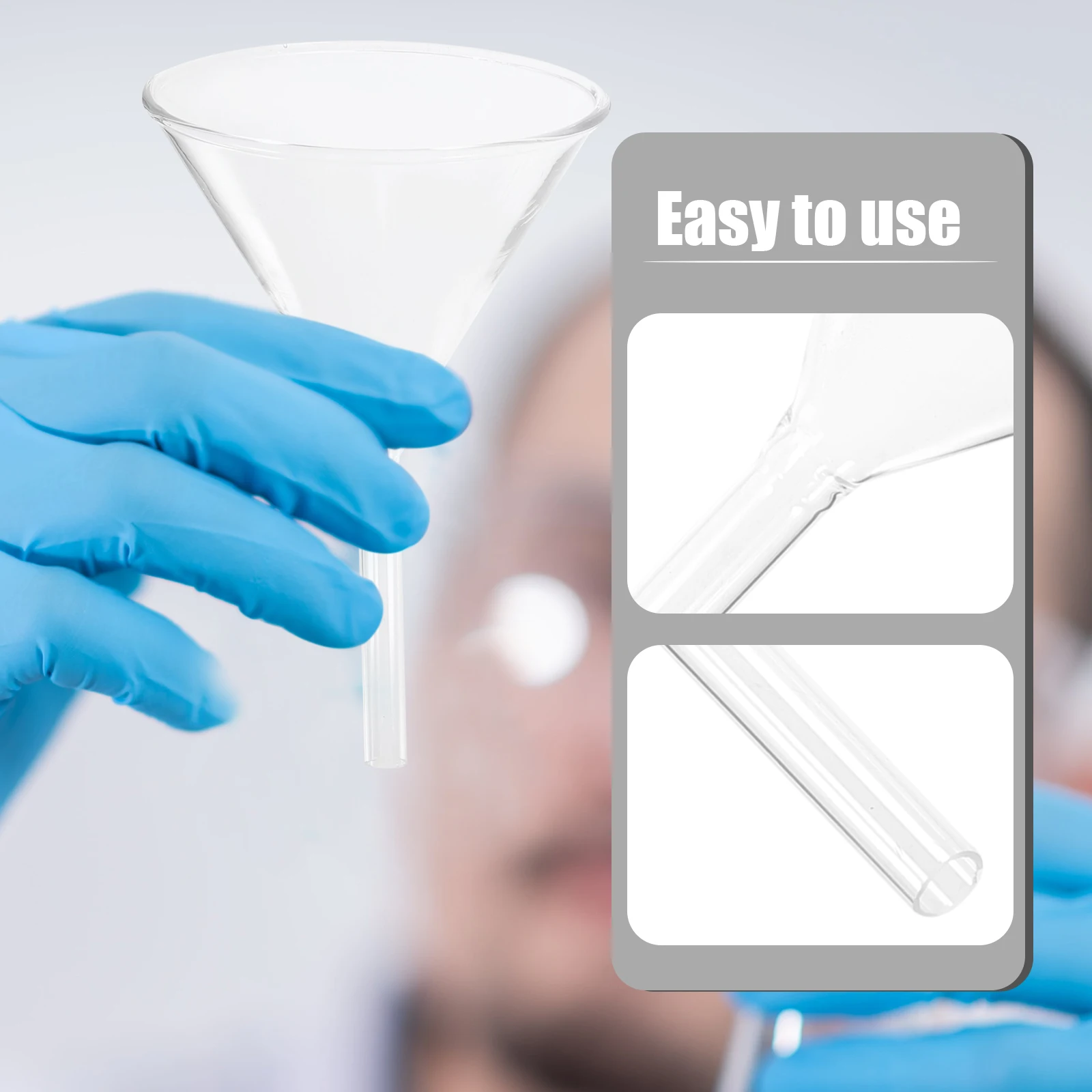 실험실 투명 깔때기 유리 깔때기, 실험 깔때기, 과학 실험 깔때기 (40, 60, 75, 90mm), 4 개