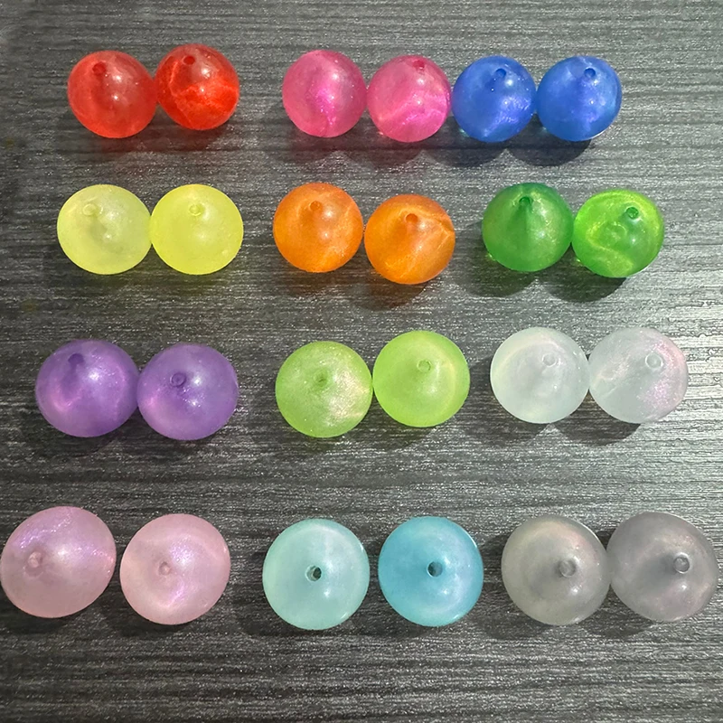 도매 12mm/20mm 투명 환상 글리터 청키 비즈 DIY 목걸이/팔찌 수제 보석 디자인용