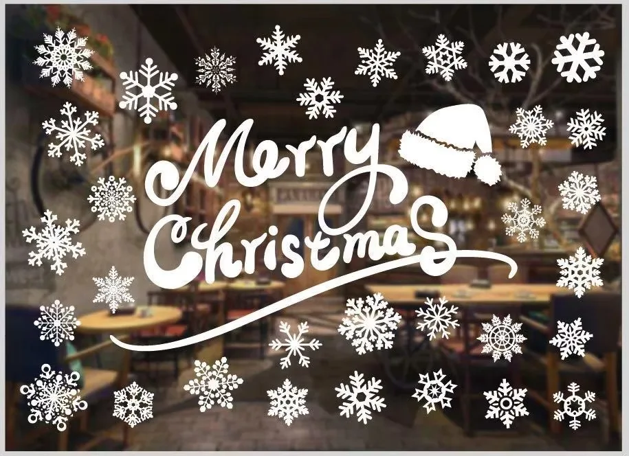 Festive Holiday Wall & Window Sticker Ornaments with Garland Accents