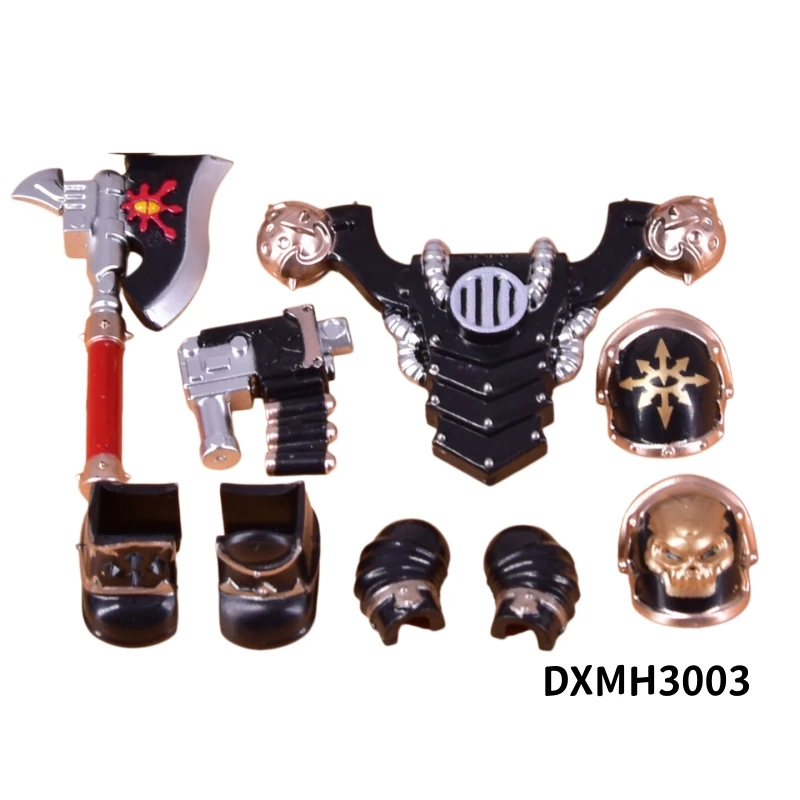 DXMH3001 갑옷 액세서리 세트, 8개의 SF 전술 장비(제트팩, 도끼, 총, 불꽃 효과 포함) 빌딩 블록 피규어용