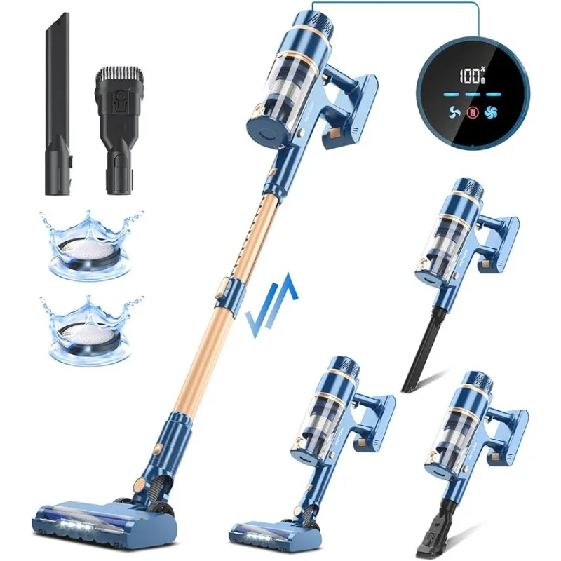 

28Kpa Stick Vacuum with Powerful Brushless Motor, LED Touch Display, 45 Mins Long Runtime, Lightweight Vacuum Cleaner