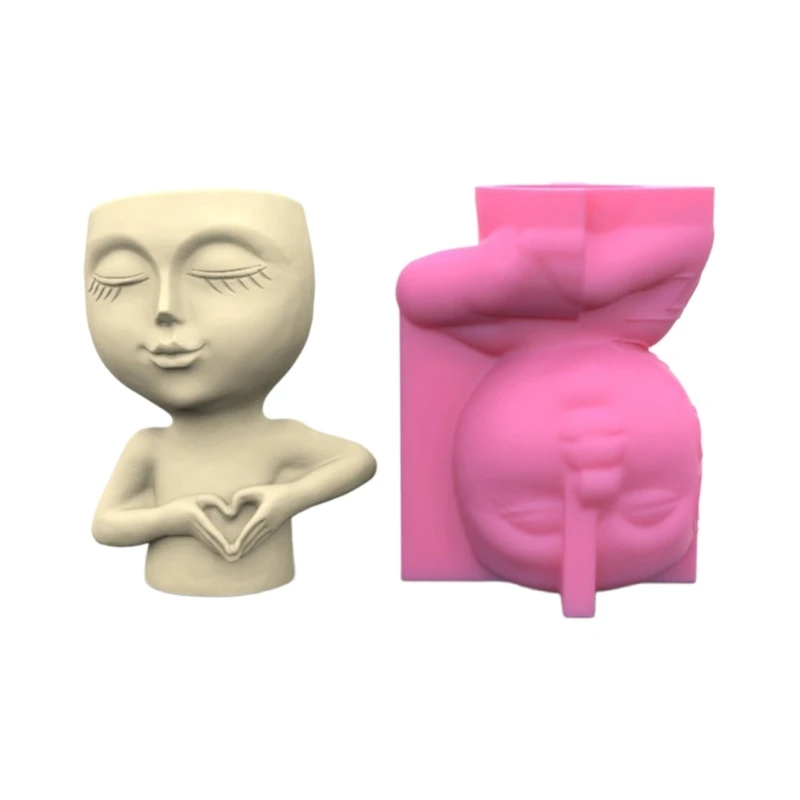 Love Girl Gypsum Flower Pot Silicone Resin Mold Epoxy Resin Casting Mold Succulent Vase Cement Mold Holder Mold cover eyes girl gypsum flower pot large silicone mold epoxy resin casting mold succulent vase cement clay mold pen holder mold