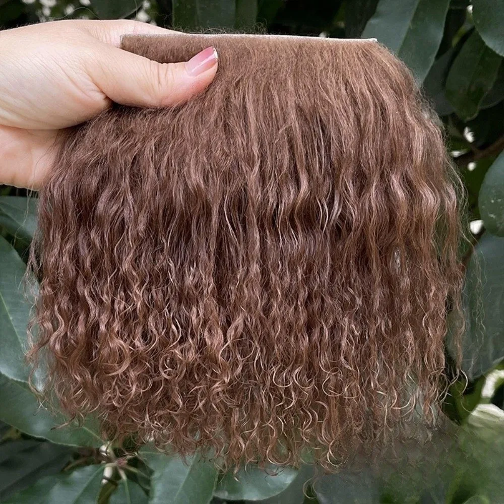 Mongolia Fur Sheepskin Wool Extensions Hair Row Curly Texture Lamb Fur Pelt DIY Wig Doll Wig Durable BJD Dolls Wigs