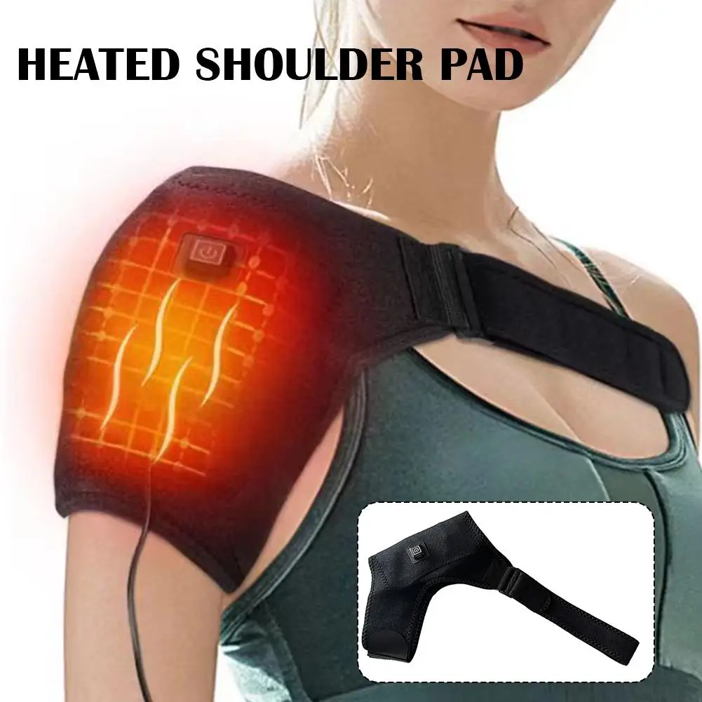 

Warm Heated Shoulder Wrap Brace Black Adjustable Shoulder Heating Pads Therapy Heat Wrap Pain Relief