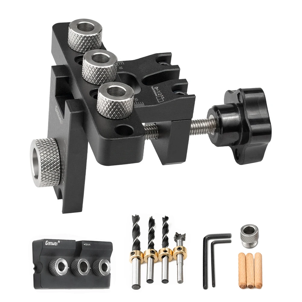 3in1 Woodworking Holes Drilling Locator Aluminum Alloy Punch Positioner
