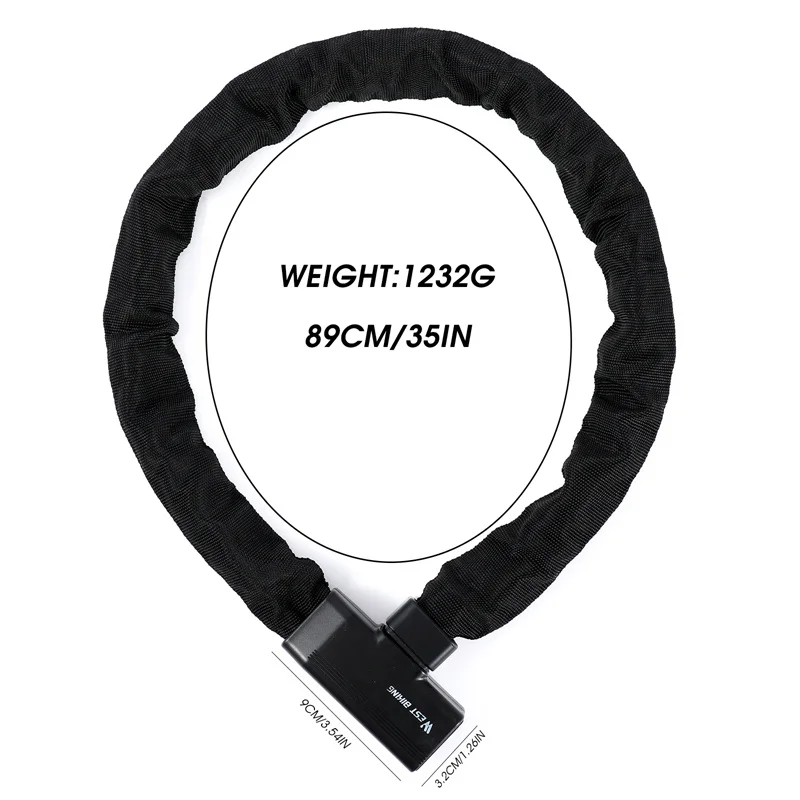 WEST BIKING Bicycle Chain Lock Anti-theft Alloy Steel MTB Road Bike Lock With 2 Keys Safety Motorcycle Electric Bike Accessories