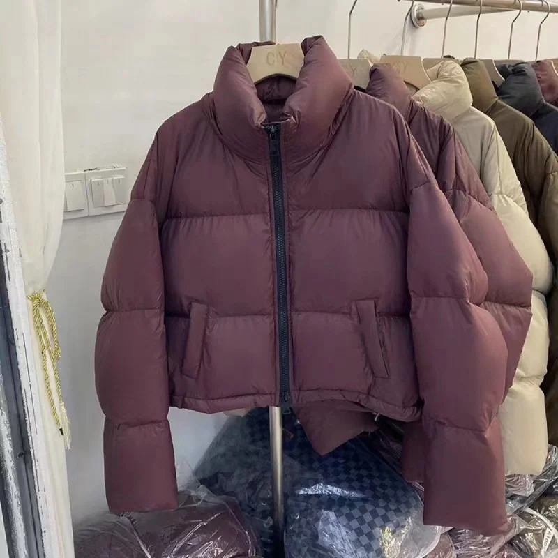 

2023 Winter New Small Short Stand-up Collar Thick Cotton-Padded Coat Women's Clothing Fashion Loose Cotton Padded Jacket down Co
