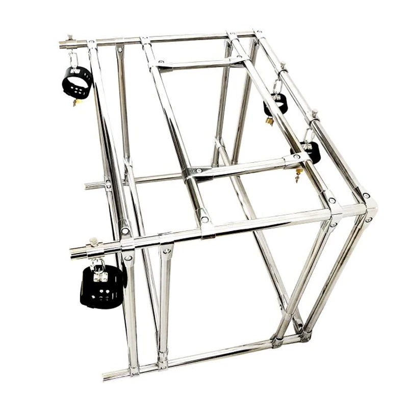 Lussuoso Set di Contenimento in Acciaio Inossidabile: Barra Divaricatrice, Telaio per Bondage, Manette in Pelle per Polsi e Caviglie, Giochi BDSM, Sex Toy, Arredamento - immagine 2