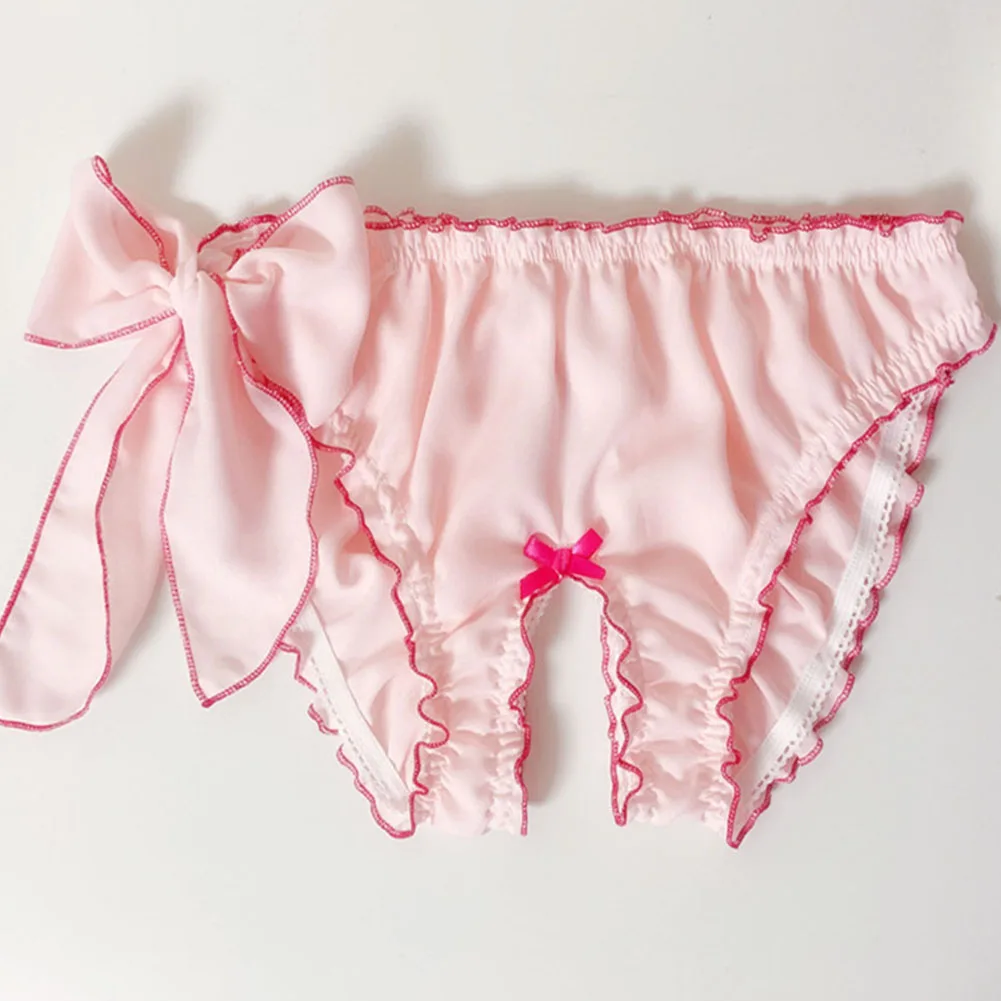 

Sexy Men Sheer Lace G-Strings Briefs Sissy Underpants Hollow Out Open Crotch Panties Seductive Underwear Erotic Lingerie Bikini