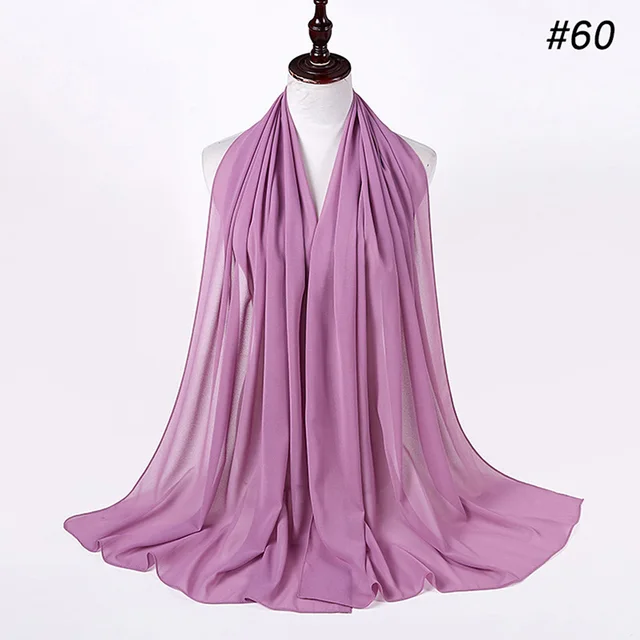 Musulman en mousseline de soie Hijab femmes bulle en mousseline de soie écharpe pour femmes dames voile musulman Islam couleur unie malaisie Musulman Wrap foulards
