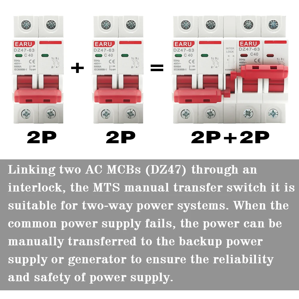 AC MCB Short Circuit Protection Overload Protection Dual Power Manual Conversion Interlock Circuit Breaker Rail Isolation Switch circuit breaker