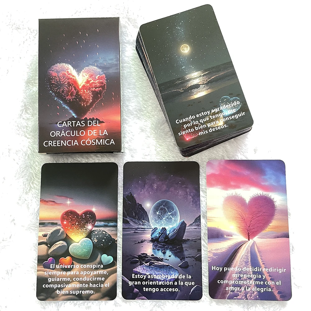 Spanish Tarot Deck Cosmic Belief Oracle Prophecy Keywords Divination 52-cards Clarity Cards 12x7cm with Meaning on It Taro russian golden tarot cards for work with guide book prophecy oracle divination deck fortune telling classic 78 cards 12x7cm