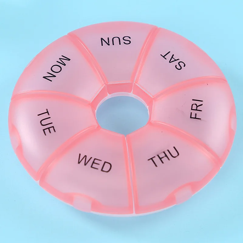 Compact Round Pill Case - 7-Day Portable Tablet Organizer & Travel Storage Container