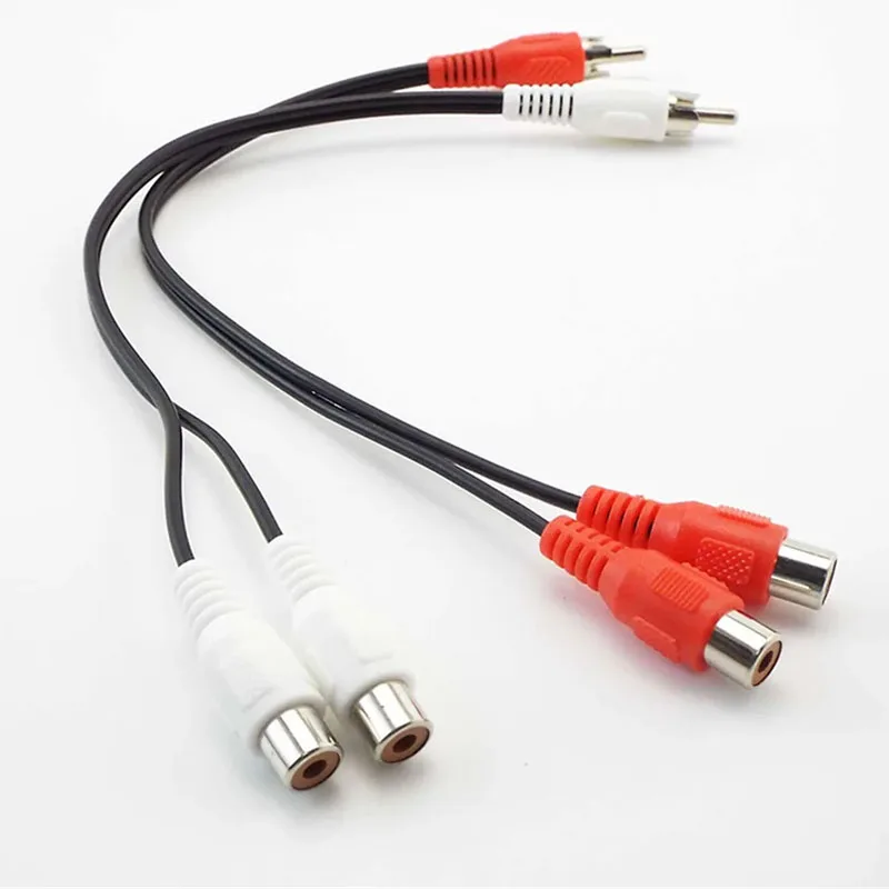 Dual RCA Female to RCA Male Audio Y Splitter Cable - Premium Audio Adapter