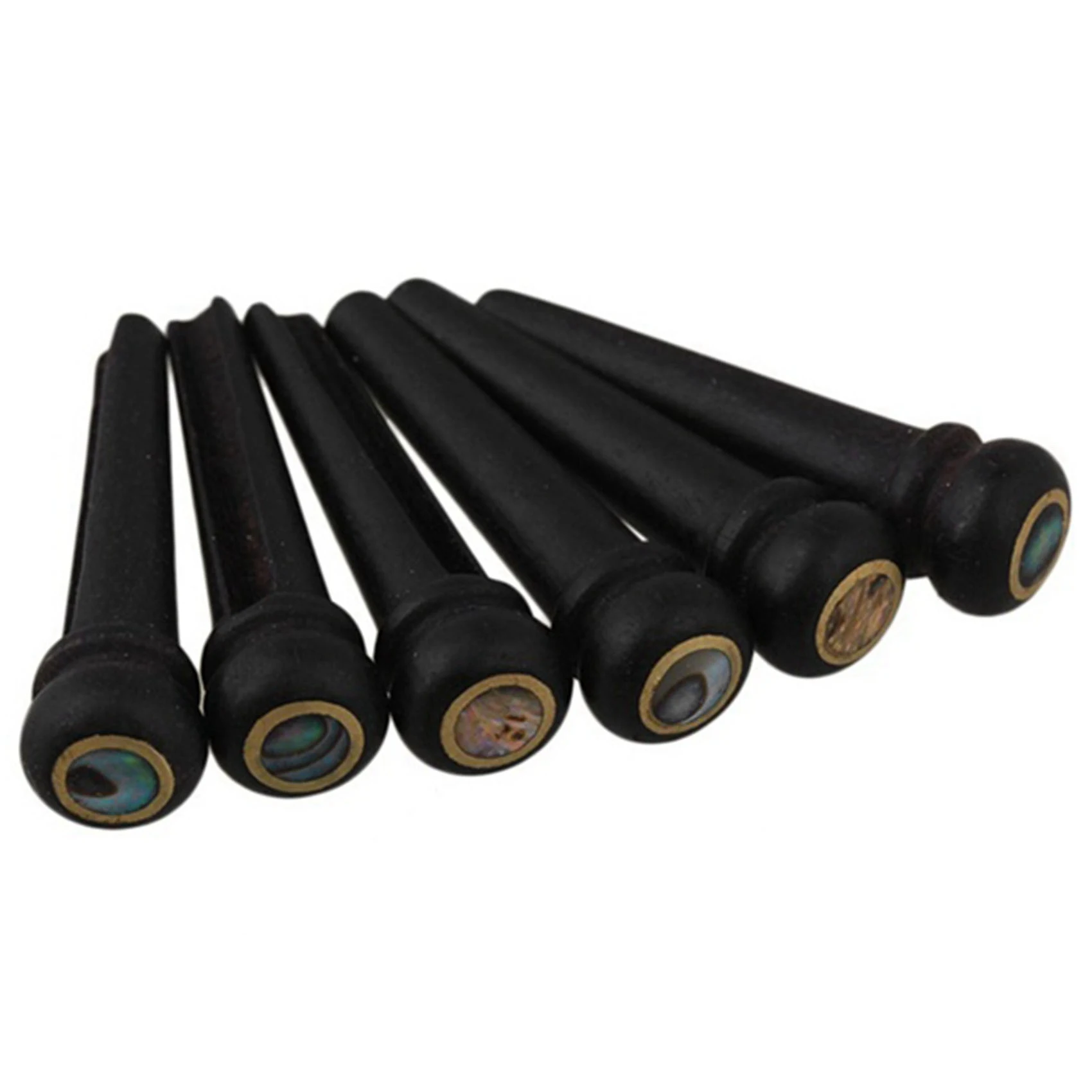 

6Pcs Black Ebony Shell Guitar Bridge Bone Pins Set with Green Abalone Dot For Acoustic Guitar Accessories
