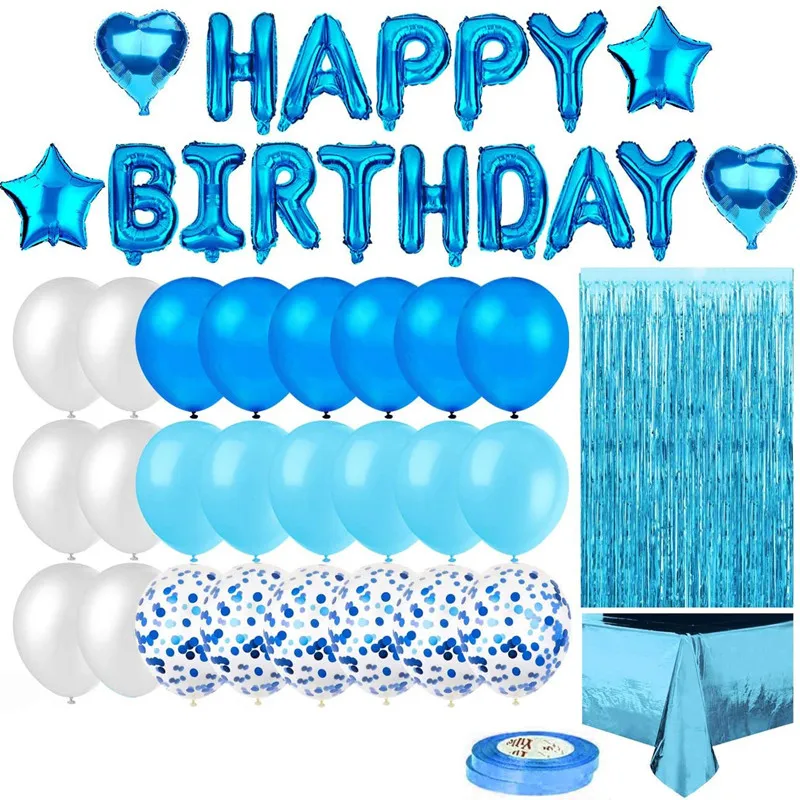 Balão de metal azul bolo topper feliz aniversário decoração da festa de  aniversário crianças decoração do bolo de aniversário chá de fraldas um 1st  aniversário dec - AliExpress