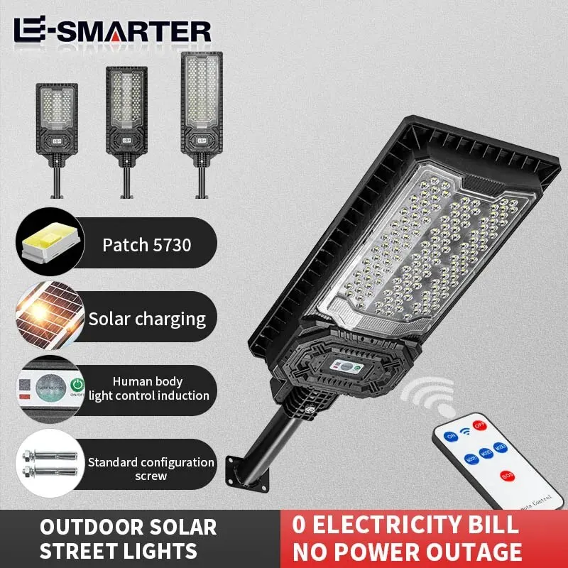 LED Street Light Outdoor Solar Flood Lamp Human Sensor Remote Control High Powered Waterproof Outdoor Square Garden Wall Lights