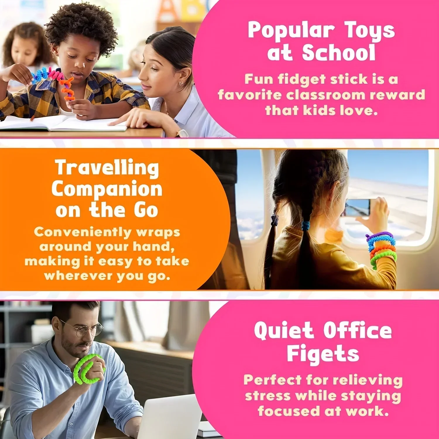 Fidget Toys Sensory Sticks Autism Textured Calming Sensory Toys Classroom Student Anxiety Relief Travel Activity Relaxation Toys