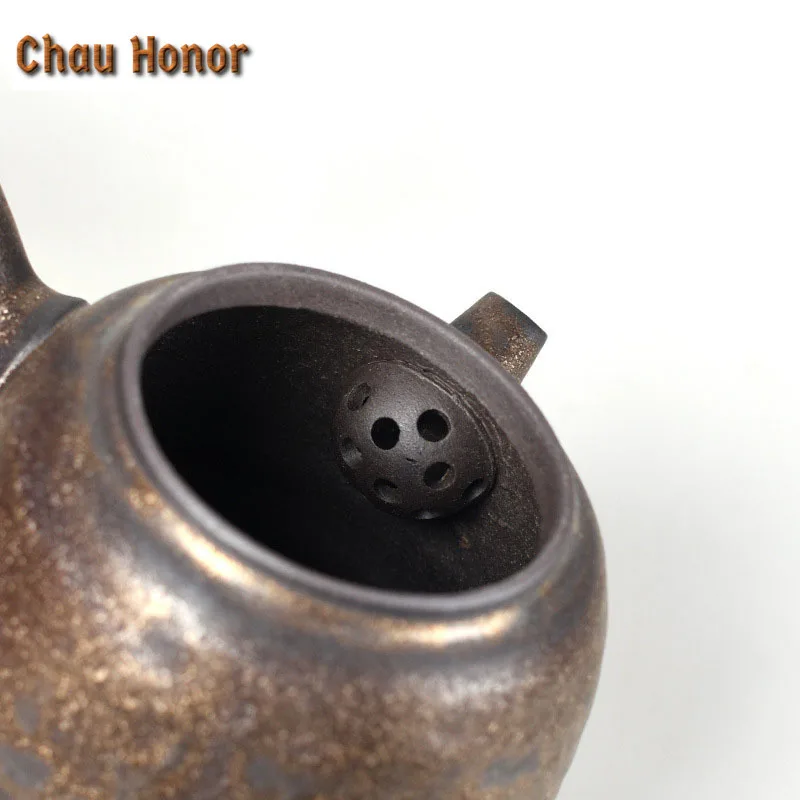 200ml Retro Handmade Sprinkle Gold Glaze Ceramic Teapot Kung Fu Tea Dahongpao Master Pots Household Accessories Gift Packaging