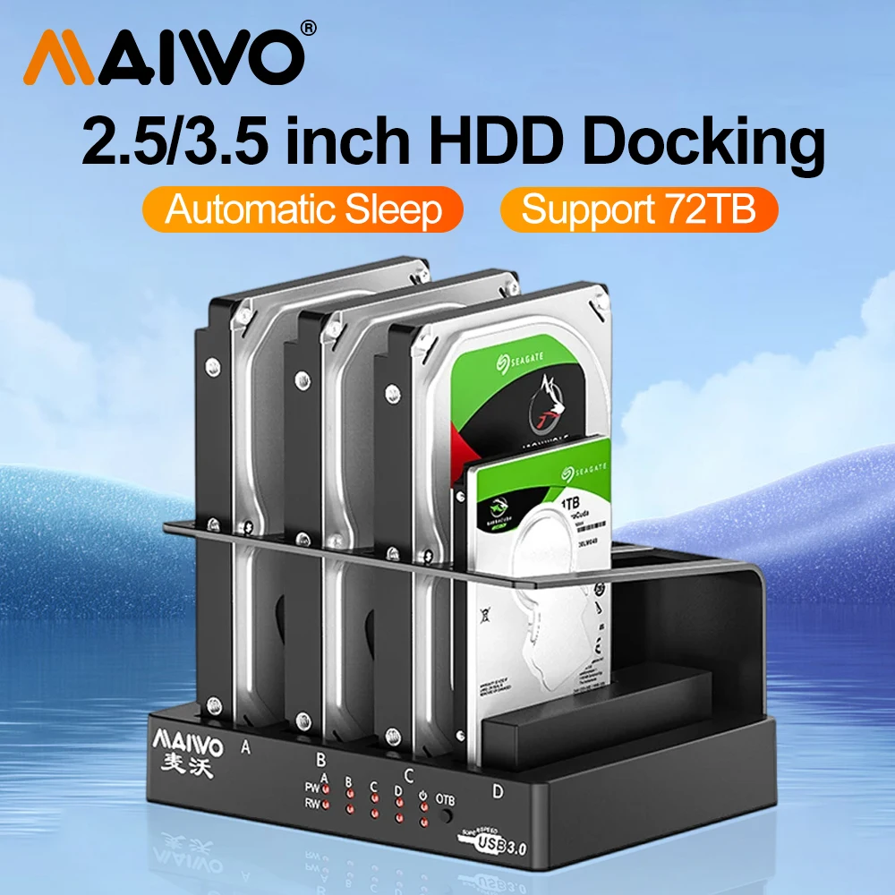 Maiwo 4 Bay Hard Drive Enclosure Sata A Usb 3.0 Esterno Multi-Bay 2.5 E 3.5 Pollici Hdd Sdd Docking Station Hard Disk Box Per Pc