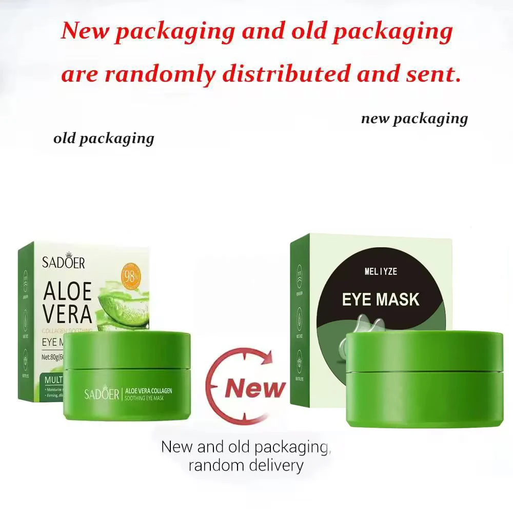 Aloe Vera Eye Mask 60pcs Aloe Vera Collagen Eye Mask Anti Dark Circles Removal Eyes Bags Moisturizing Firming Eye Patches Eyes Skin Care Products aloe vera eye mask
