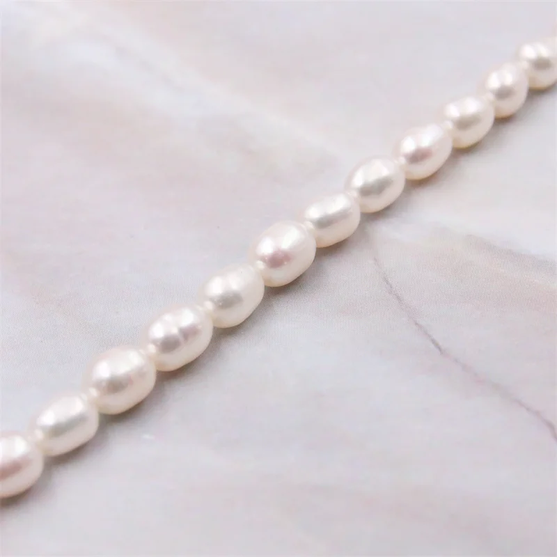 Natural White Real Fresh Water Pearl Beads Strand Oval Shape 5x5.5-7x8mm Craft  For Making Jewelry Bracelet Necklace Earrings