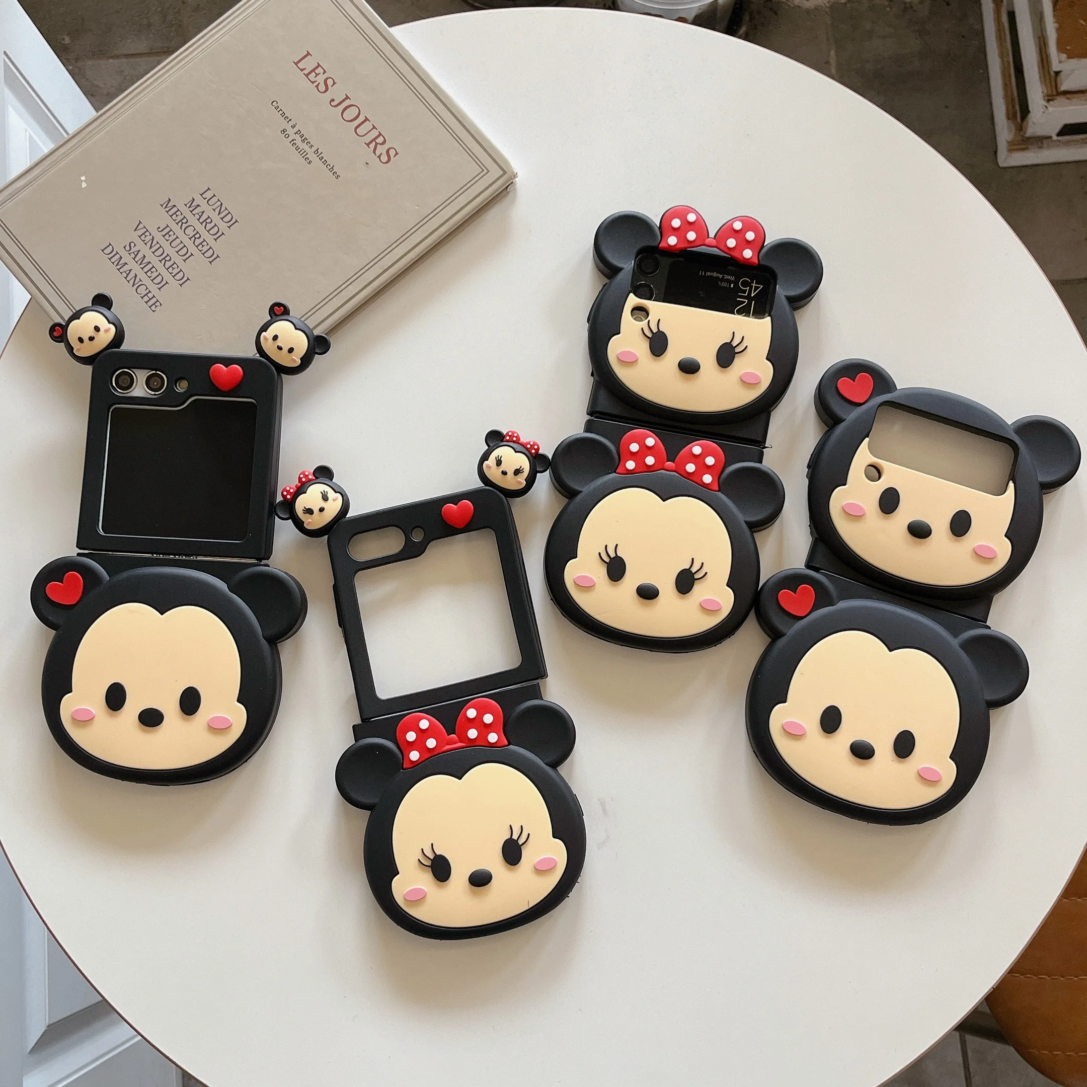 

3D Disney Mickey Minnie silicone soft shell Phone Case for Samsung Galaxy Z Flip 3 4 Hard PC Back Cover for Z Flip 5 Case Case
