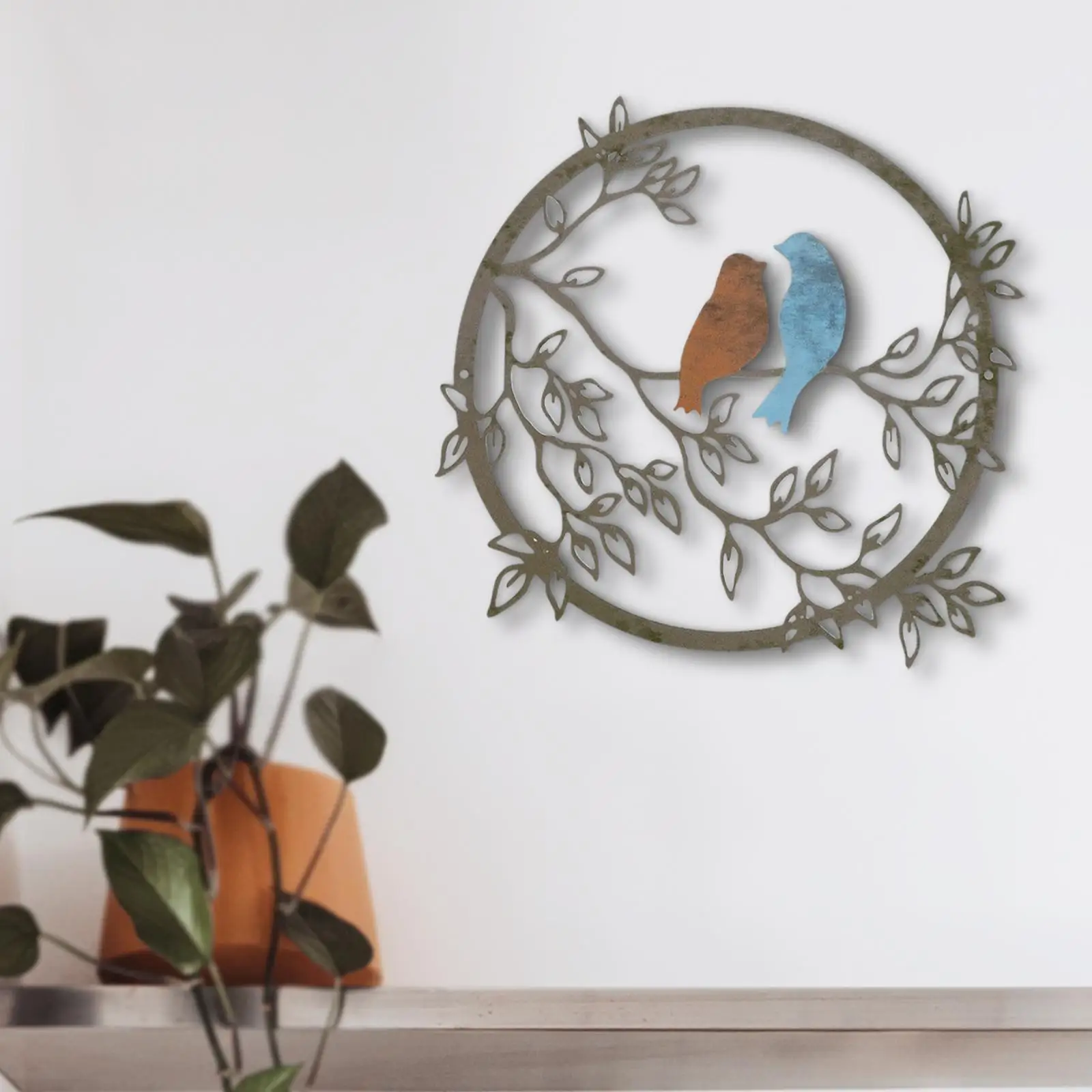 Sculptures murales en métal coloré oiseau pour décoration chambre/salon