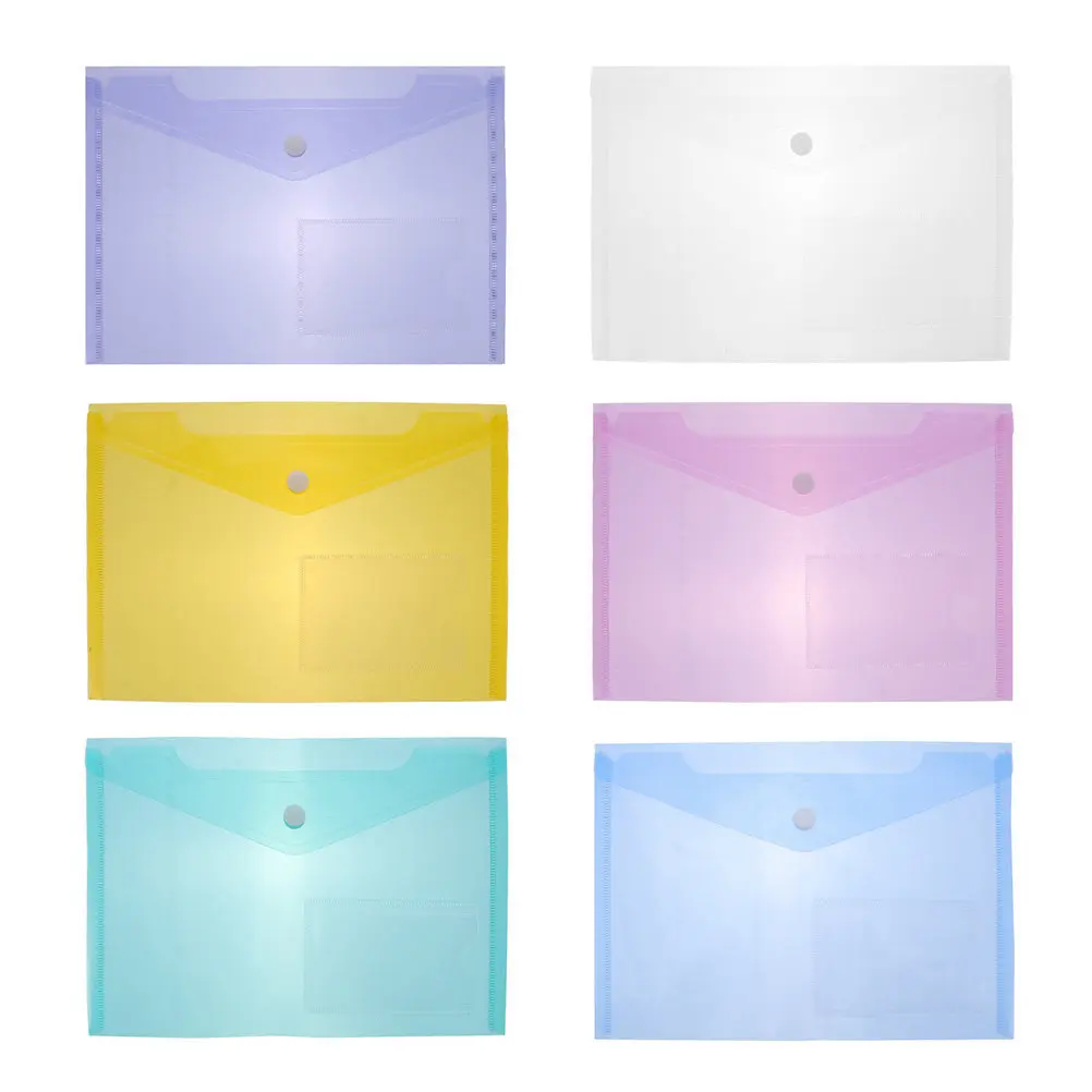 6Pcs 플라스틱 파일 폴더 A5 크기 사무실용 내마모성 문서 정리함 비즈니스 여행 파일 가방 문서용 폴더