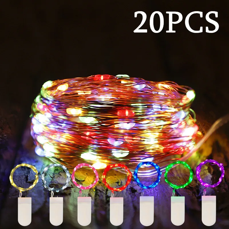 

20pcs DIY Party Christmas Lamp Garden Fairy Lamp CR2032 Battery Powered LED Copper Wire String Light Wedding Garland Decoration