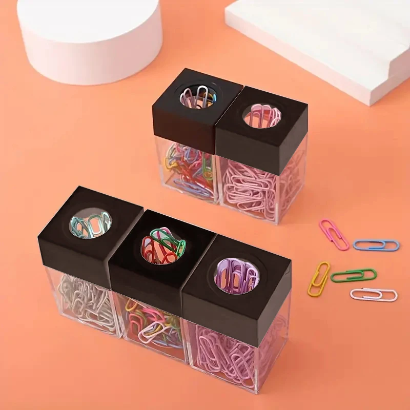 Acrylic Storage Box Paper Clip Durable Clear Magnetic Paper Clip Dispenser Metal Pin Organizer