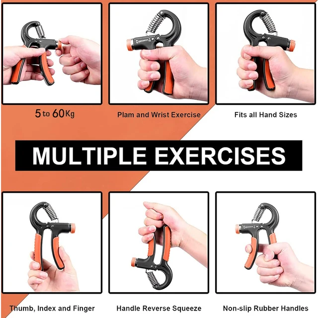 WorthWhile 5-60Kg Gym Fitness Hand Grip Men Adjustable Finger Heavy Exerciser Strength for Muscle Recovery Hand Gripper Trainer 6
