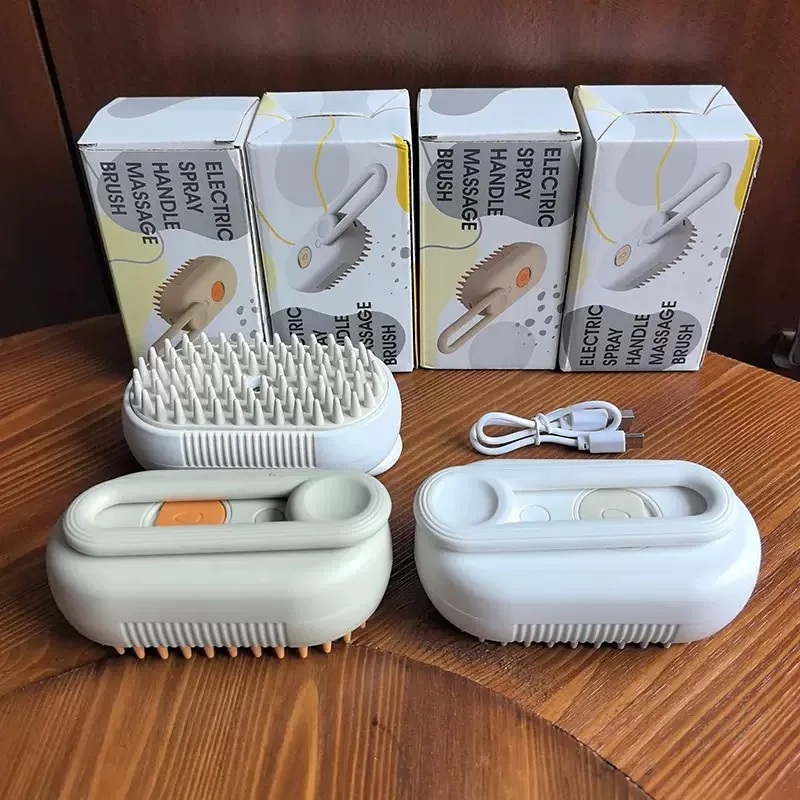 Cat Dog Pet Spray Massage Brush One Button Steam Spray Folding Rotatable Floating Hair Bath Hair Removal Brush Comb