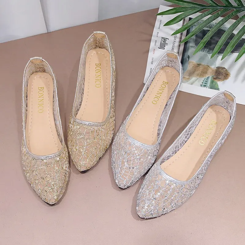 Fashion Shoes Leisure Spring Autumn Ballerina Bling Flash Sequins Flats Shoes Princess Shiny Wedding Shoes - Flats -